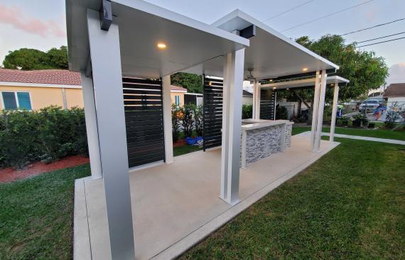 Modern pergola with 3 roofs