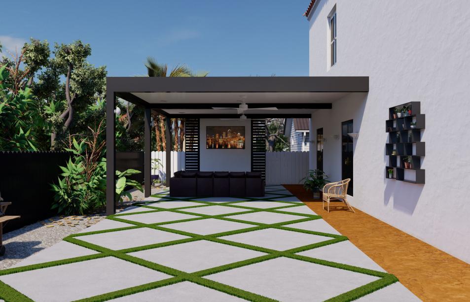 Modern aluminum terrace with ceiling fans