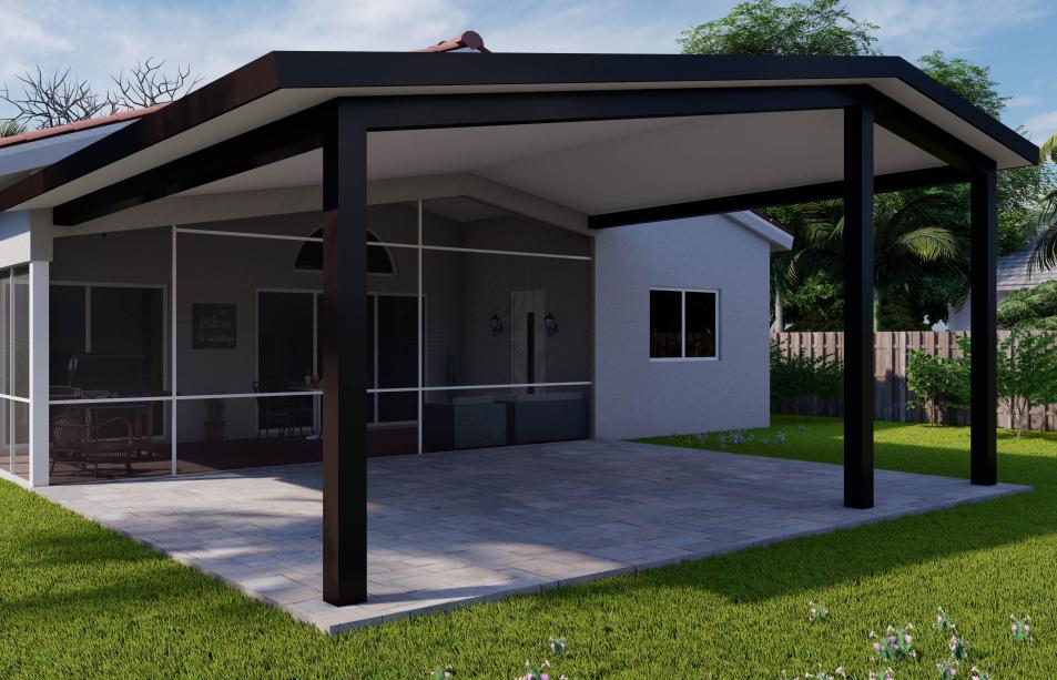 Aluminum terrace with roof according to the design of your house