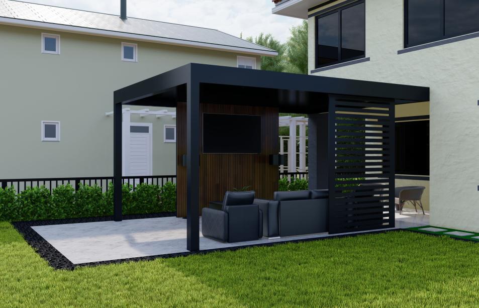 Small terrace with four columns and insolated walls