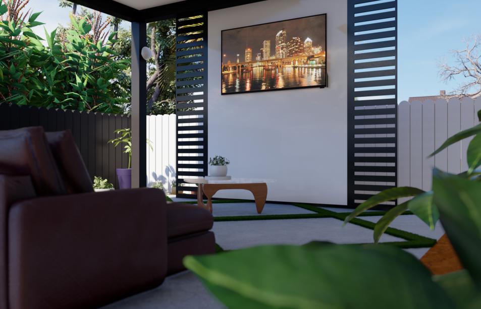 Modern aluminum terrace with ceiling fans