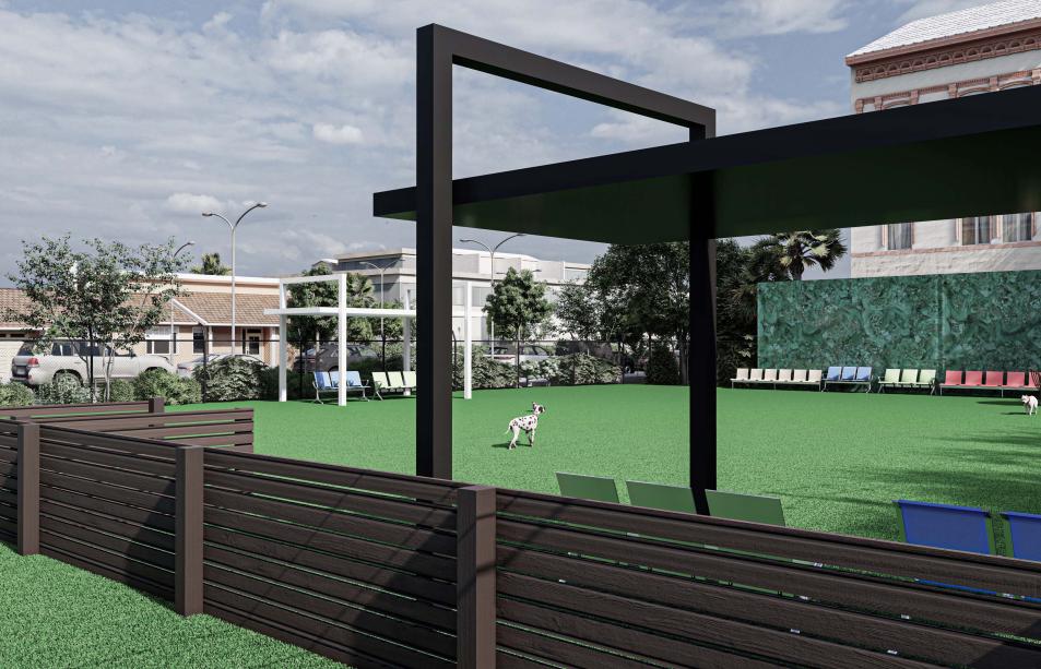 two aluminum pergolas without walls, one black and the other white