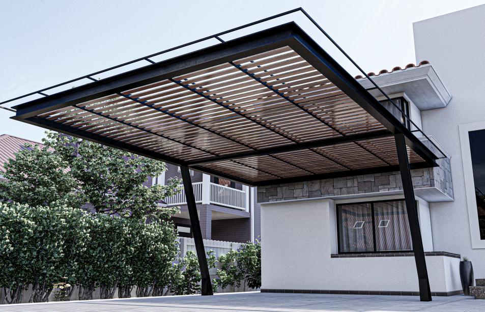 cantilever pergola with insolated roof