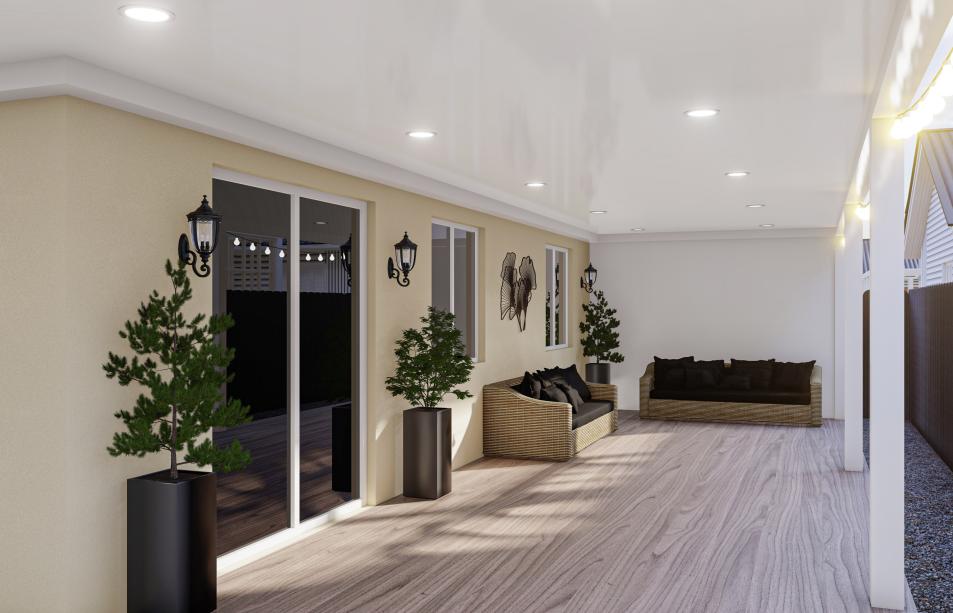 Small aluminum terrace with LED lighting system
