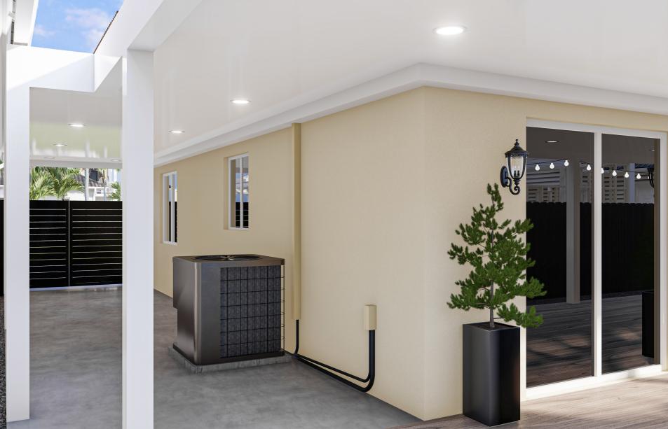 Small aluminum terrace with LED lighting system