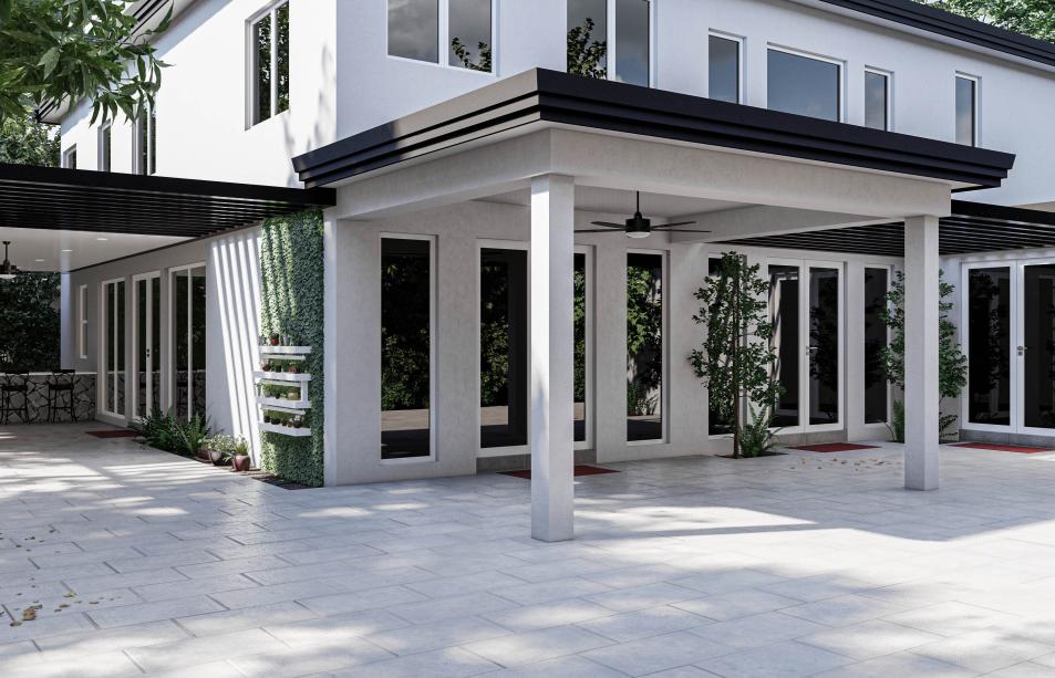 Modern aluminum terrace with roof parts isolated